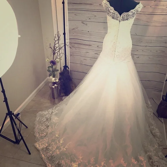 drop waist trumpet wedding dress WL016 - Strapless Drop Waist Cascading Wedding Dress - Andrea & Leo main image 0